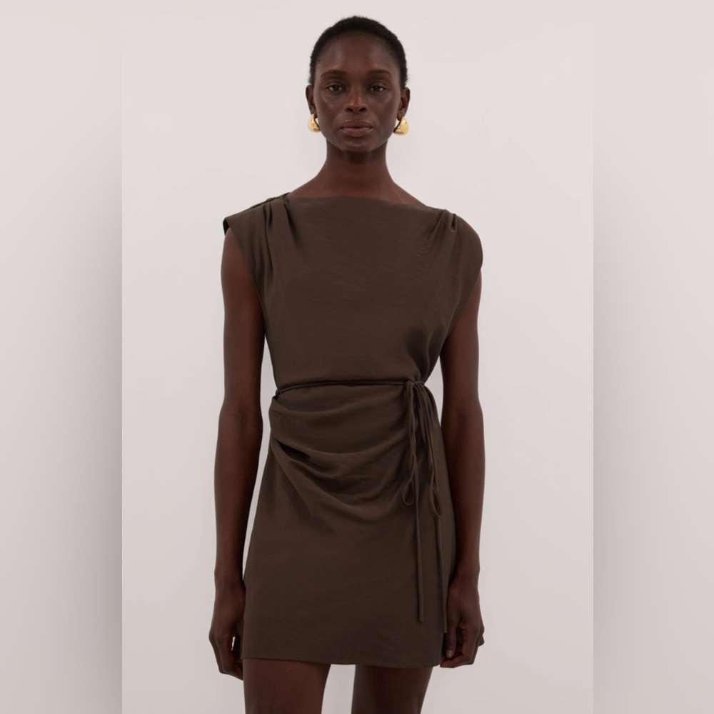 DISSH NWT Marmo Brown Chocolate Draped Mini Dress